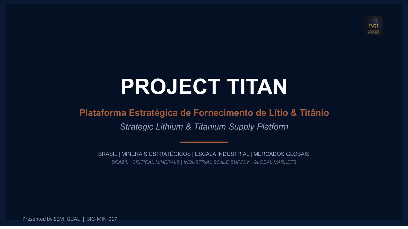 Project Titan - Plataforma Estratégica de Fornecimento de lítio eTitânio
